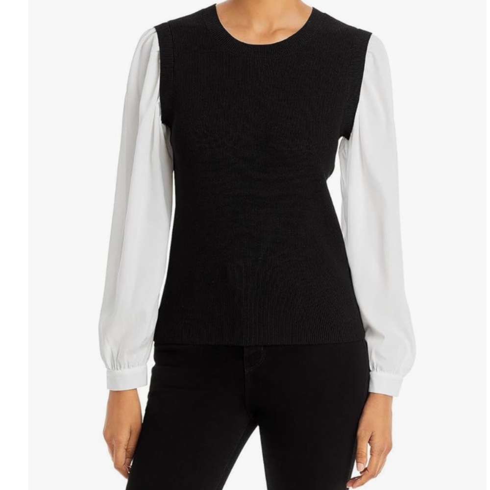 Karl Lagerfeld Sweater Vest Knit Twofer Top